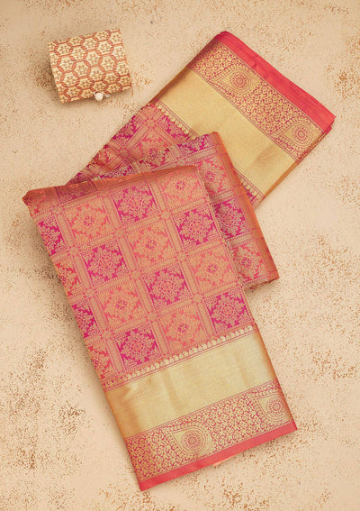 Pink Zariwork Pure Silk Saree-Koskii