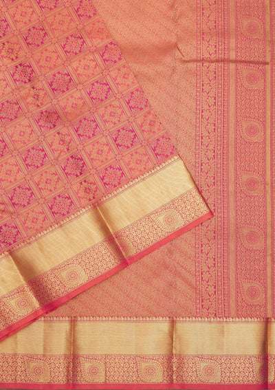 Pink Zariwork Pure Silk Saree-Koskii