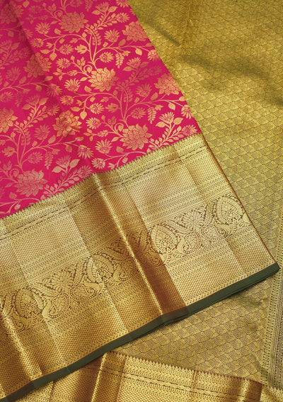 Pink Zariwork Pure Silk Saree-Koskii