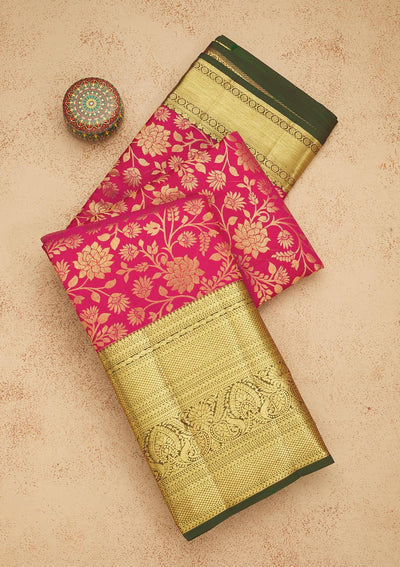 Pink Zariwork Pure Silk Saree-Koskii