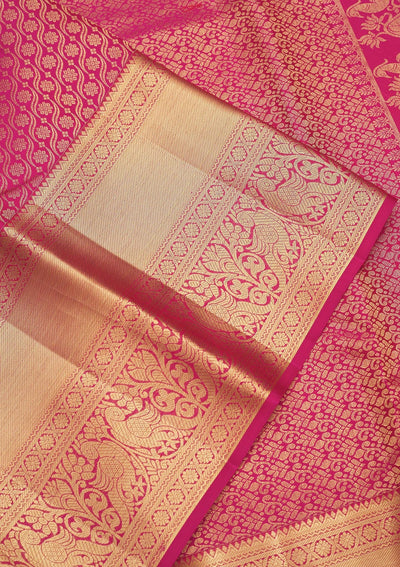 Pink Zariwork Pure Silk Saree-Koskii