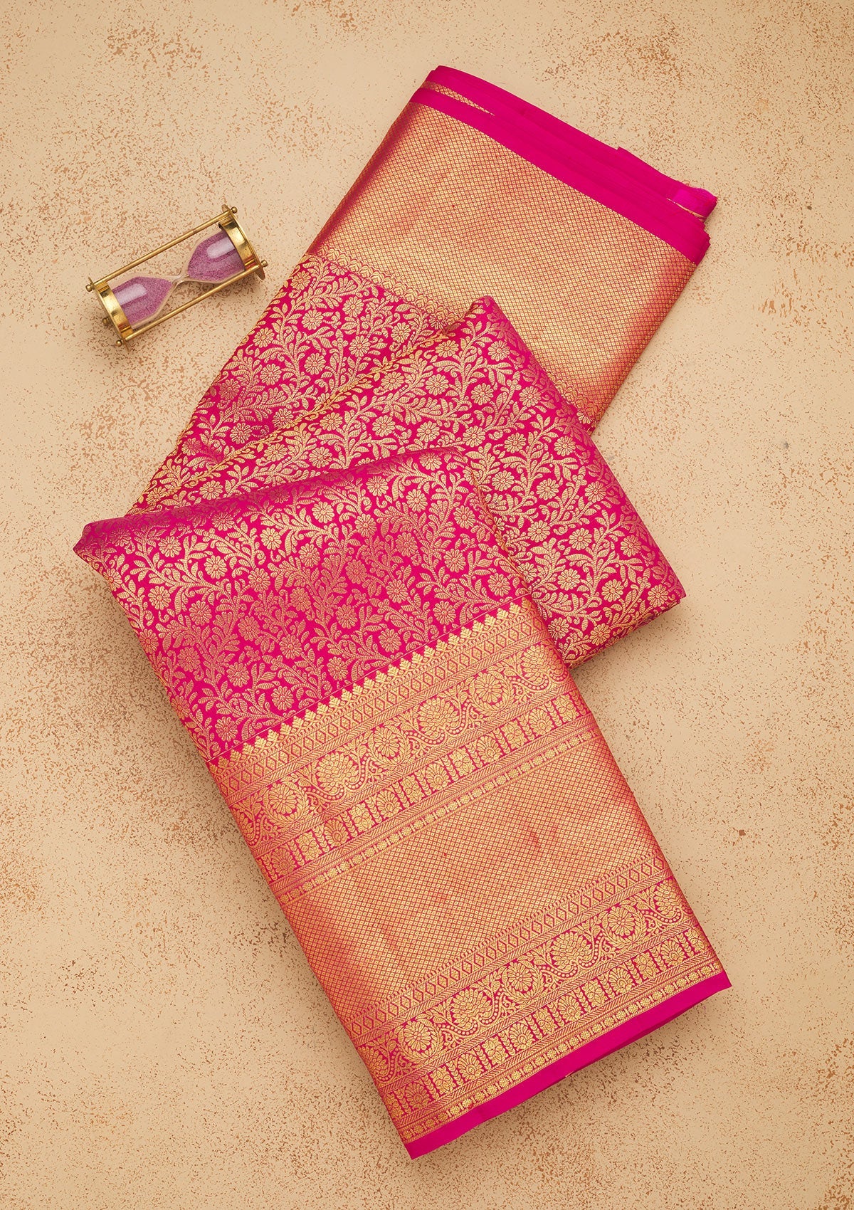 Pink Zariwork Pure Silk Saree-Koskii