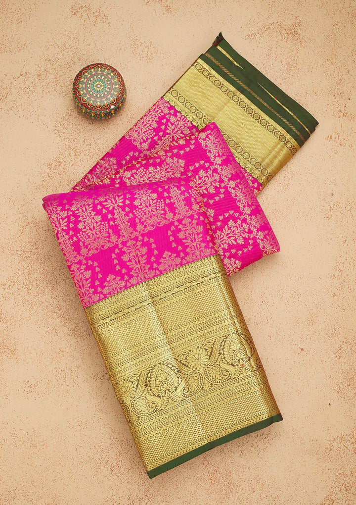 Pink Zariwork Pure Silk Saree-Koskii