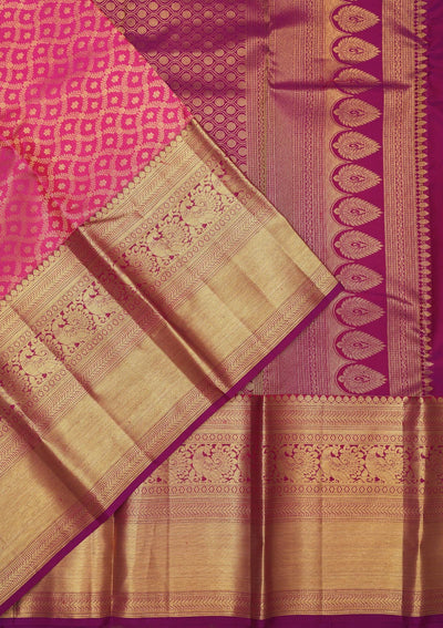 Pink Zariwork Pure Silk Saree-Koskii