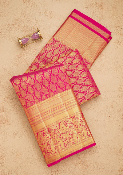 Pink Zariwork Pure Silk Saree-Koskii