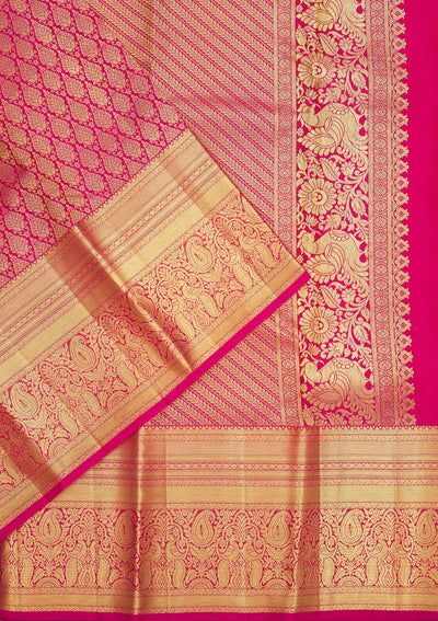 Pink Zariwork Pure Silk Saree-Koskii