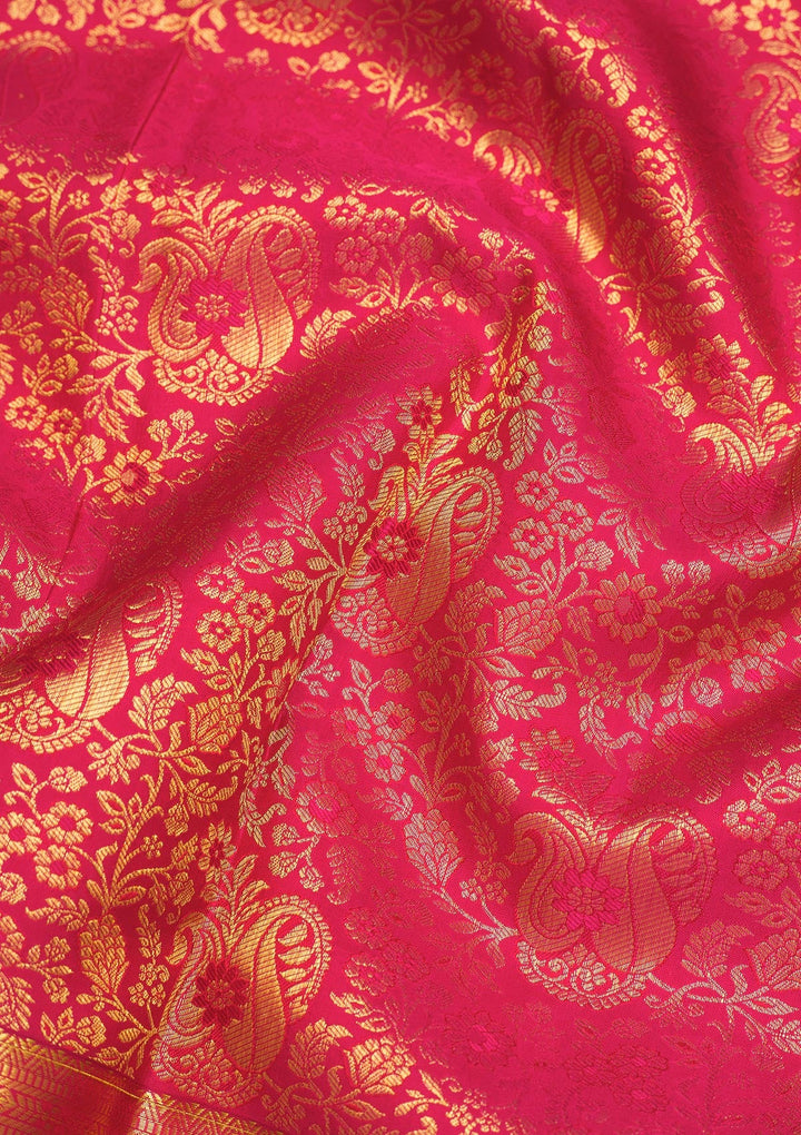 Pink Zariwork Pure Silk Saree-Koskii