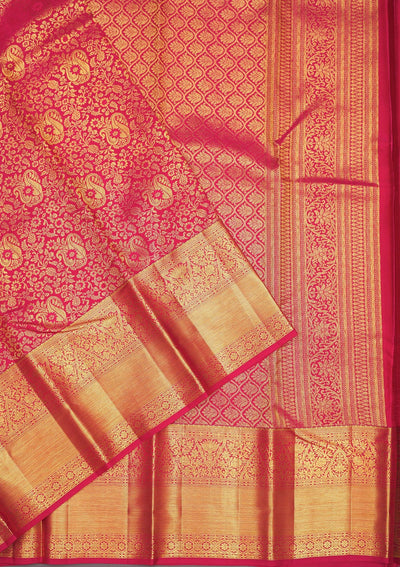 Pink Zariwork Pure Silk Saree-Koskii