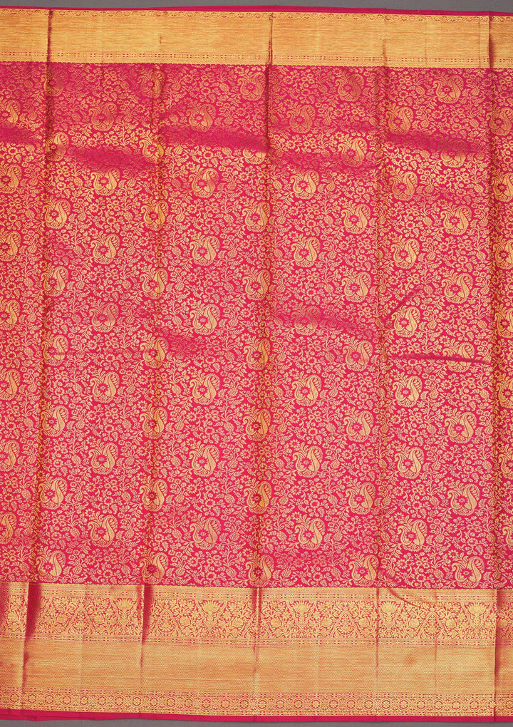 Pink Zariwork Pure Silk Saree-Koskii