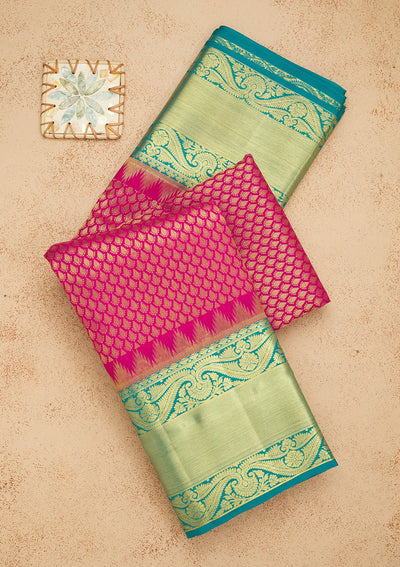 Pink Zariwork Pure Silk Saree-Koskii