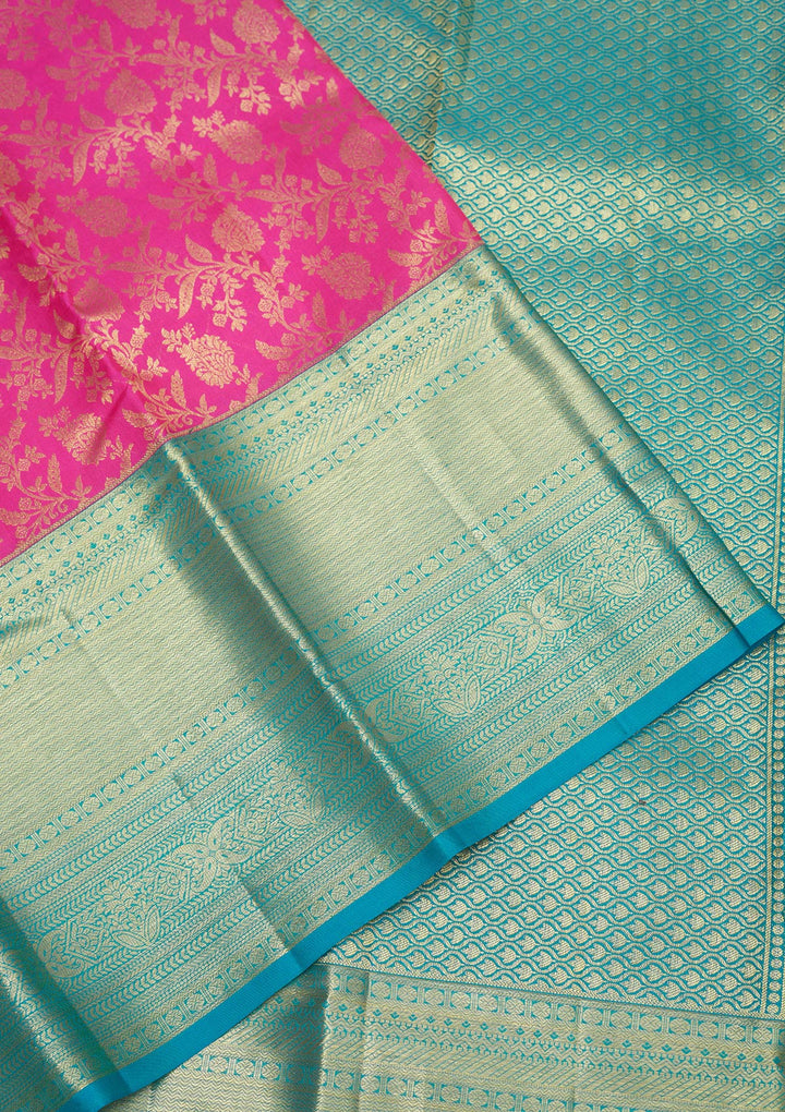 Pink Zariwork Pure Silk Saree-Koskii