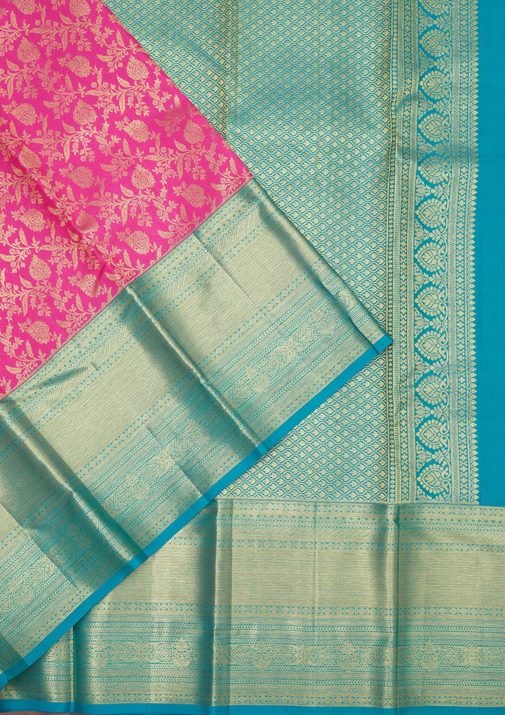 Pink Zariwork Pure Silk Saree-Koskii