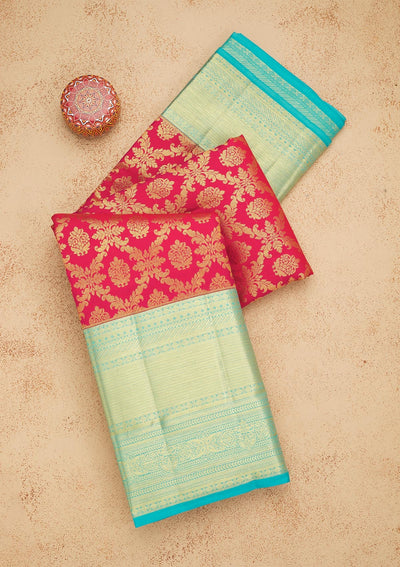 Pink Zariwork Pure Silk Saree-Koskii