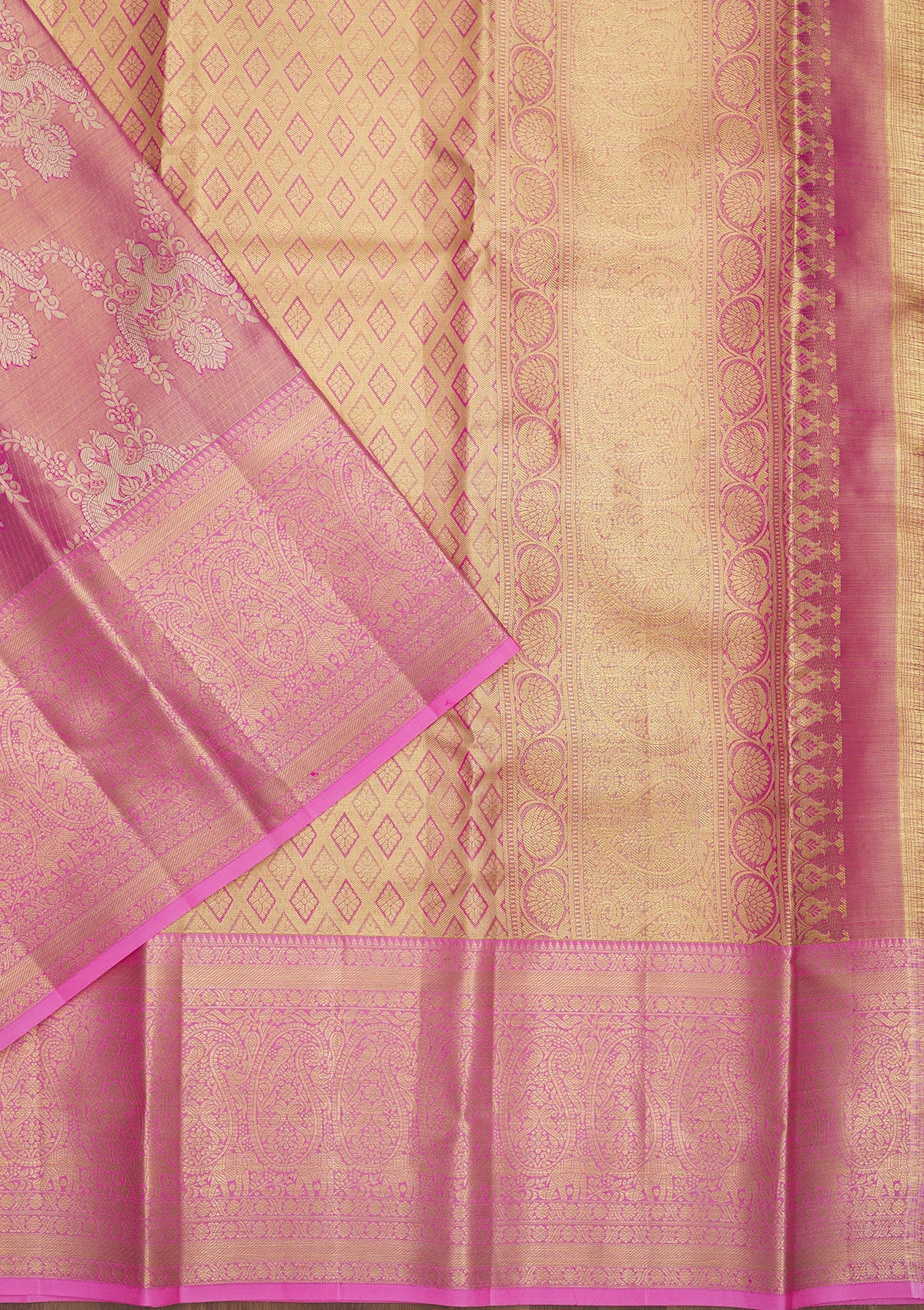 Pink Zariwork Pure Silk Saree-Koskii