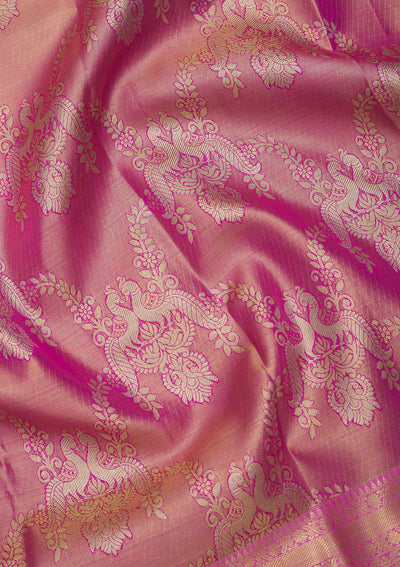 Pink Zariwork Pure Silk Saree-Koskii