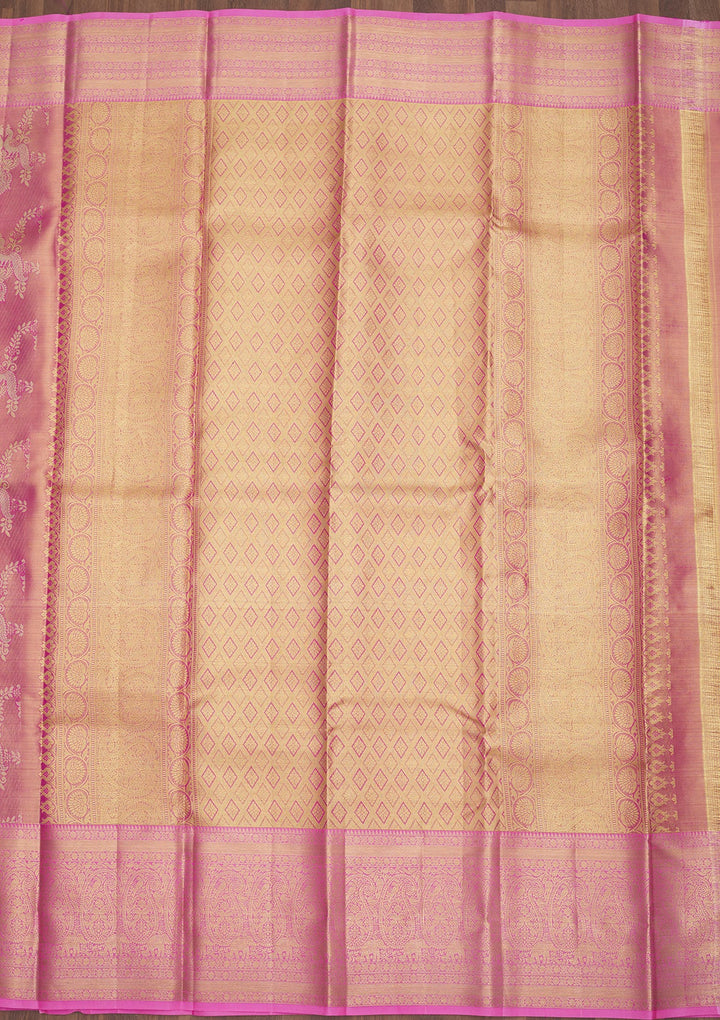 Pink Zariwork Pure Silk Saree-Koskii