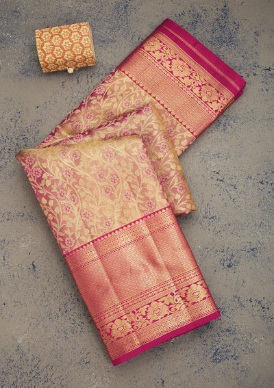 Pink Zariwork Pure Silk Saree-Koskii