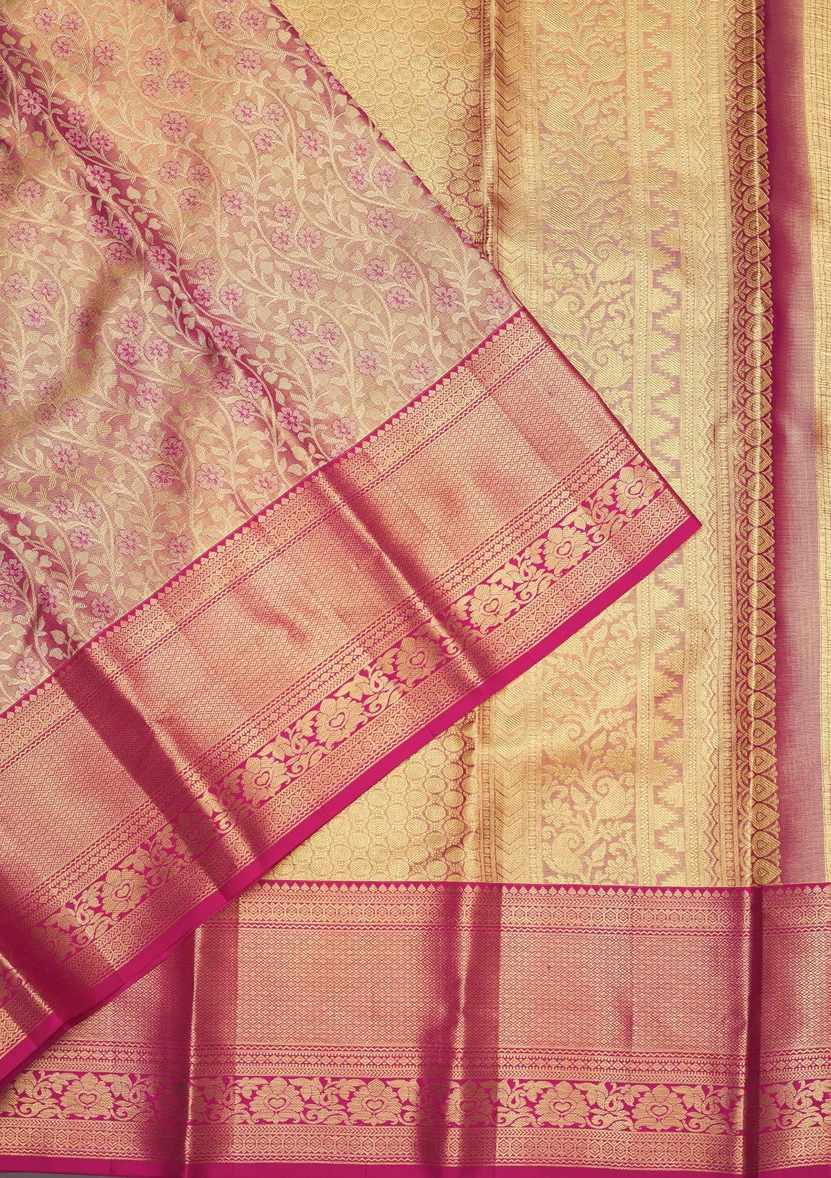 Pink Zariwork Pure Silk Saree-Koskii