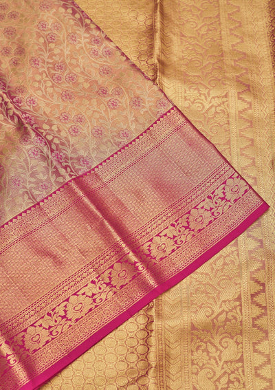 Pink Zariwork Pure Silk Saree-Koskii