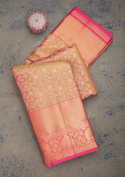 Pink Zariwork Pure Silk Saree-Koskii