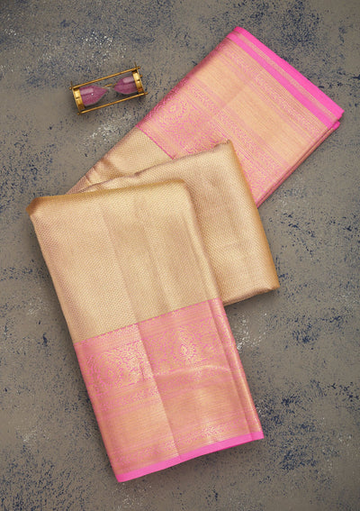 Pink Zariwork Pure Silk Saree-Koskii