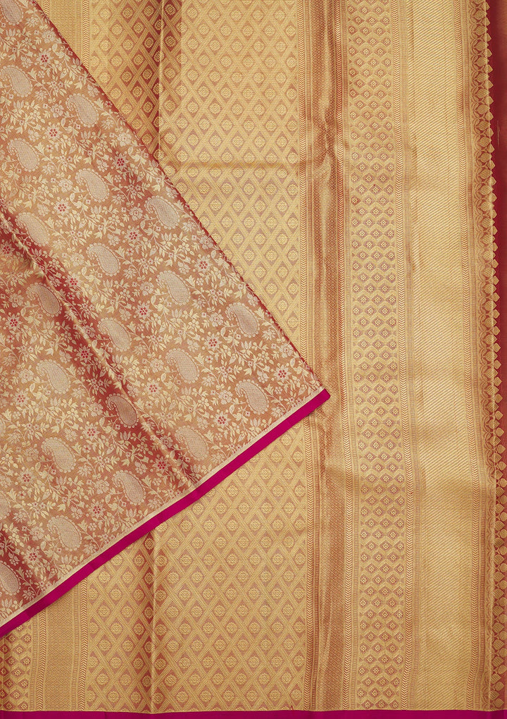 Pink Zariwork Pure Silk Saree-Koskii