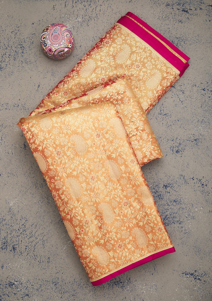 Pink Zariwork Pure Silk Saree-Koskii
