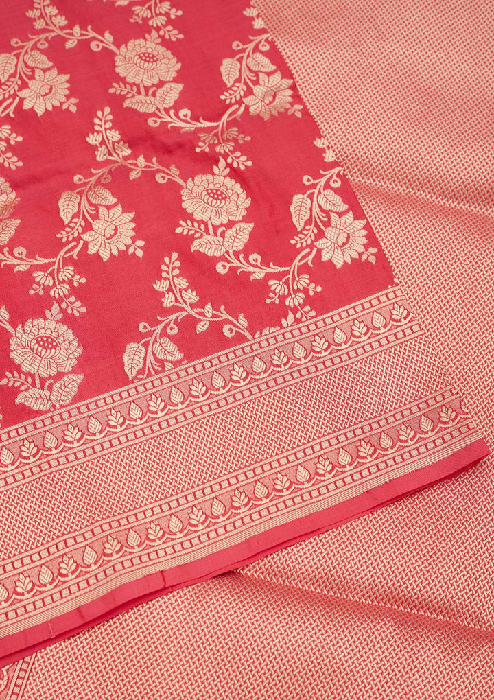 Pink Zariwork Pure Silk Saree-Koskii