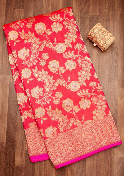 Pink Zariwork Pure Silk Saree-Koskii