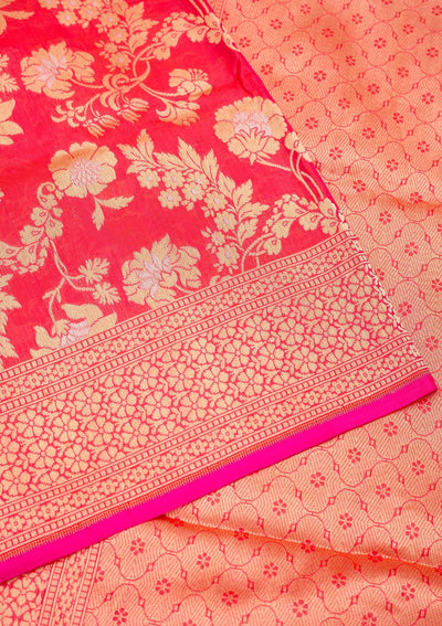 Pink Zariwork Pure Silk Saree-Koskii