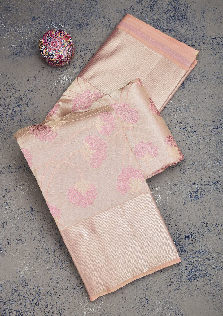 Pink Zariwork Pure Silk Saree-Koskii