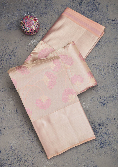 Pink Zariwork Pure Silk Saree-Koskii