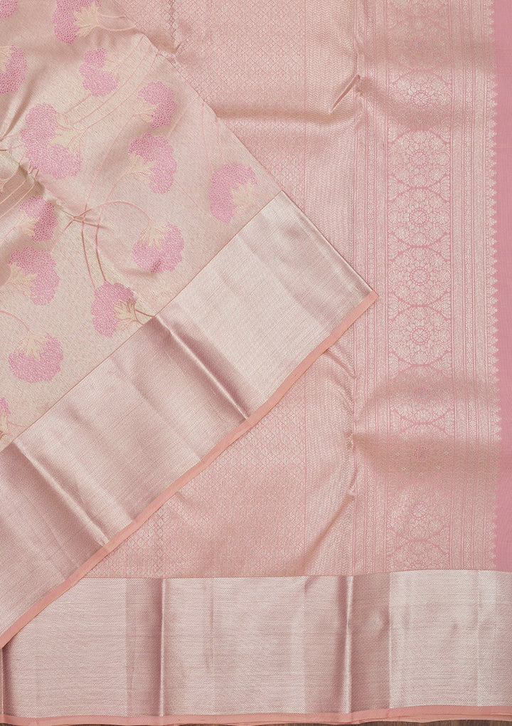 Pink Zariwork Pure Silk Saree-Koskii