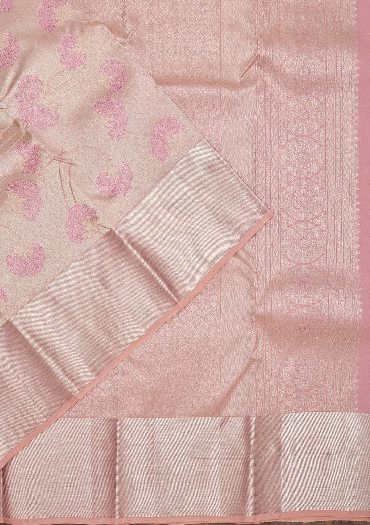 Pink Zariwork Pure Silk Saree-Koskii