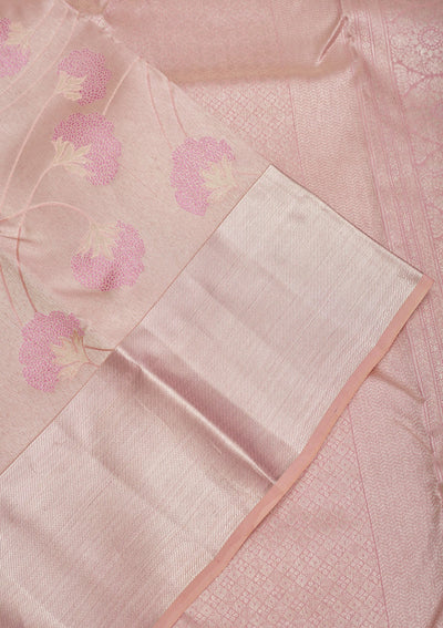 Pink Zariwork Pure Silk Saree-Koskii