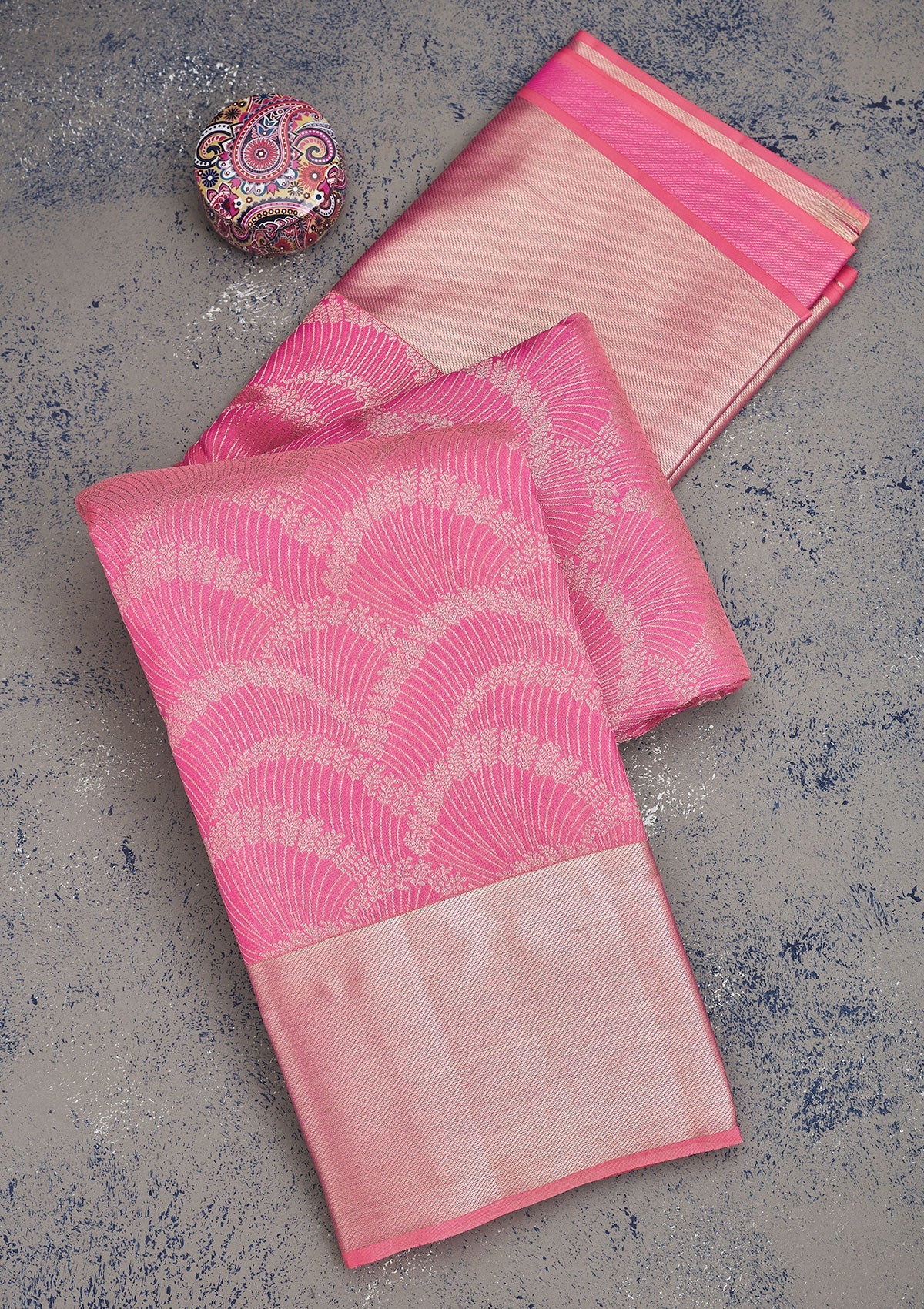 Pink Zariwork Pure Silk Saree-Koskii