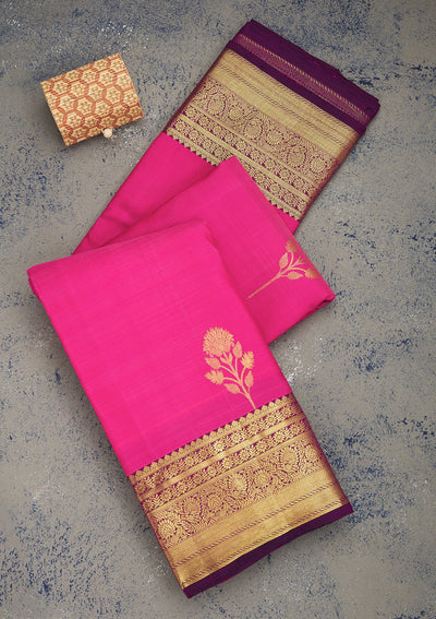 Pink Zariwork Pure Silk Saree-Koskii