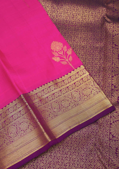 Pink Zariwork Pure Silk Saree-Koskii