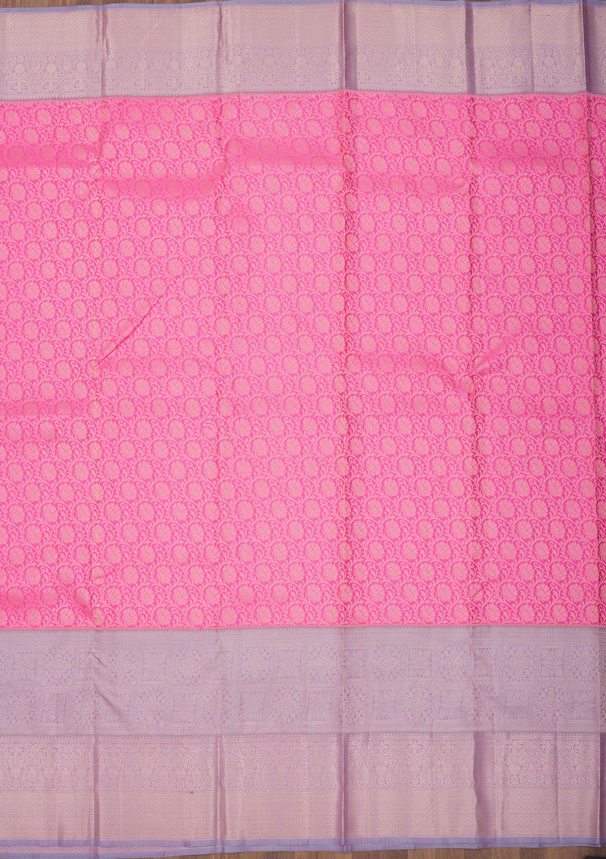 Pink Zariwork Pure Silk Saree-Koskii