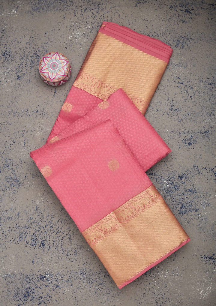 Pink Zariwork Pure Silk Saree-Koskii