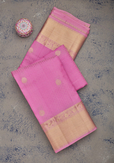 Pink Zariwork Pure Silk Saree-Koskii