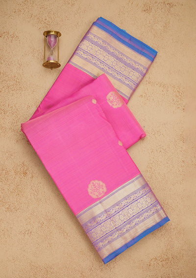 Pink Zariwork Pure Silk Saree-Koskii