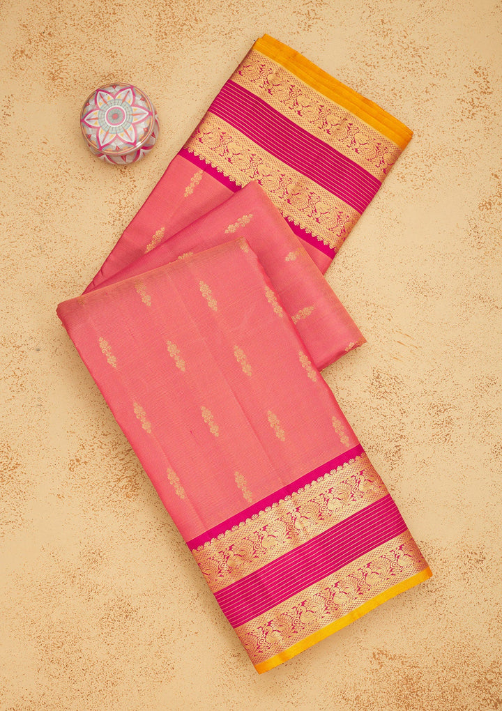 Pink Zariwork Pure Silk Saree-Koskii
