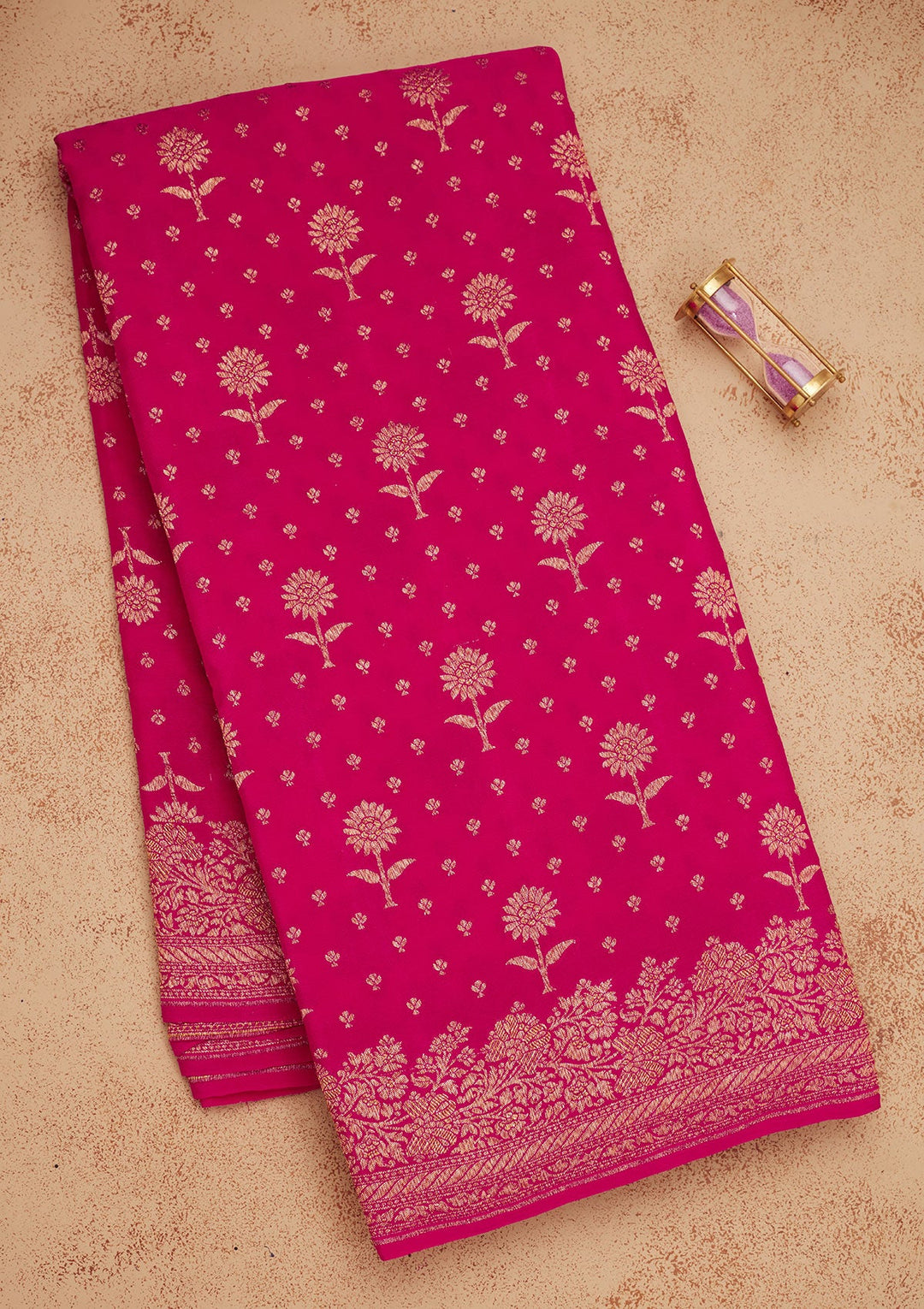 Pink Zariwork Pure Silk Saree-Koskii