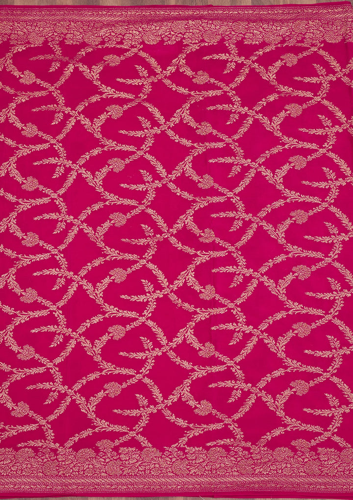 Pink Zariwork Pure Silk Saree-Koskii