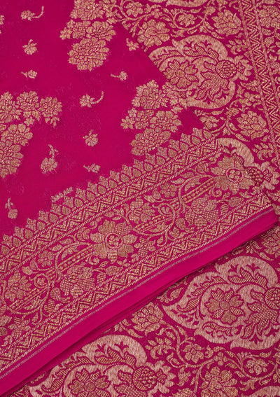 Pink Zariwork Pure Silk Saree-Koskii