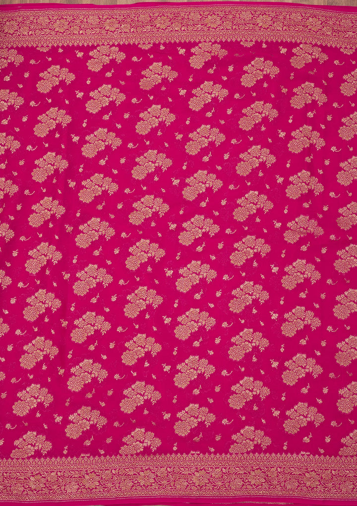 Pink Zariwork Pure Silk Saree-Koskii