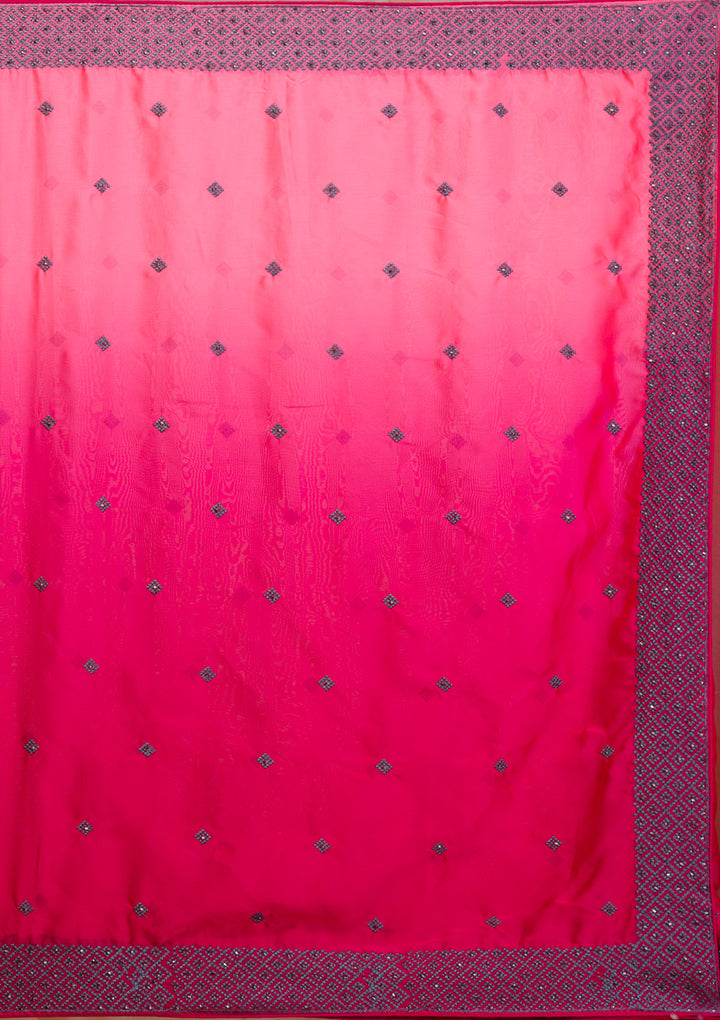 Pink Stonework Georgette Designer Saree-Koskii