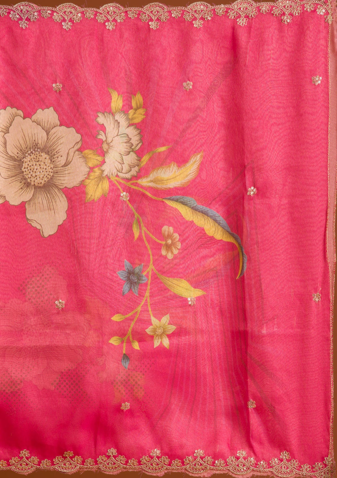 Pink Zariwork Semi Crepe Readymade Salwar Suit-Koskii