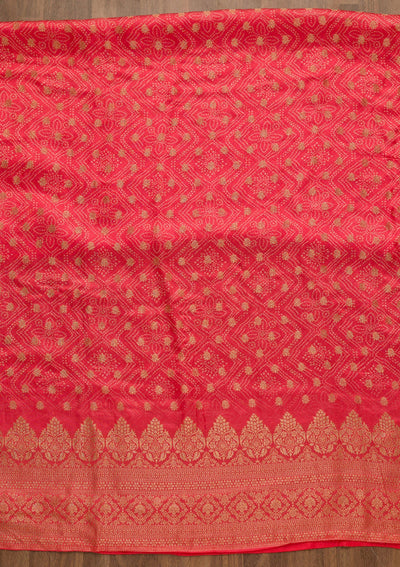 Pink Zariwork Semi Crepe Unstitched Salwar Kameez-Koskii